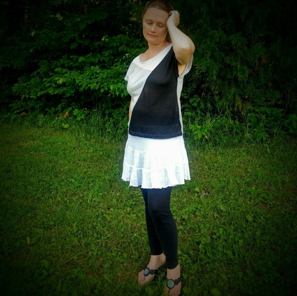 Retro Colorblock Oversized Lightweight Sheer Top - Picture 3 of 6